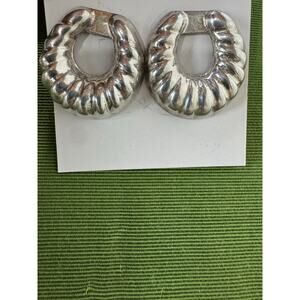 925 Sterling Silver Horseshoe Post Earrings '90's Minimalist
